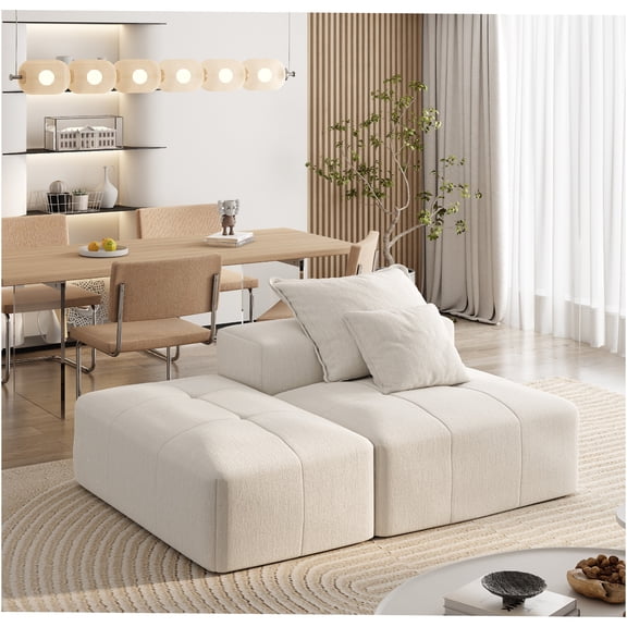 JERFIT Modern Oversized Modular Sectional Sofa with Pillows, DIY Chenille Fabric Sofa Couch, Beige, No Assembly Required