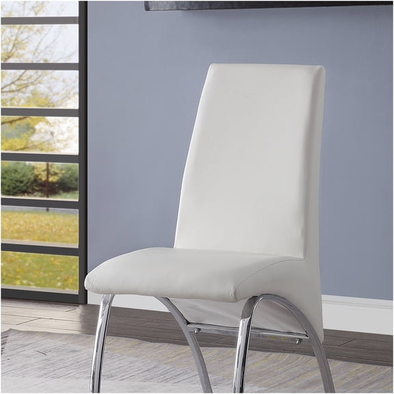 JERFIT Modern PU Leather Dining Chairs Set of 2, Chrome Metal Frame High Back Side Chairs for Kitchen, Living Room