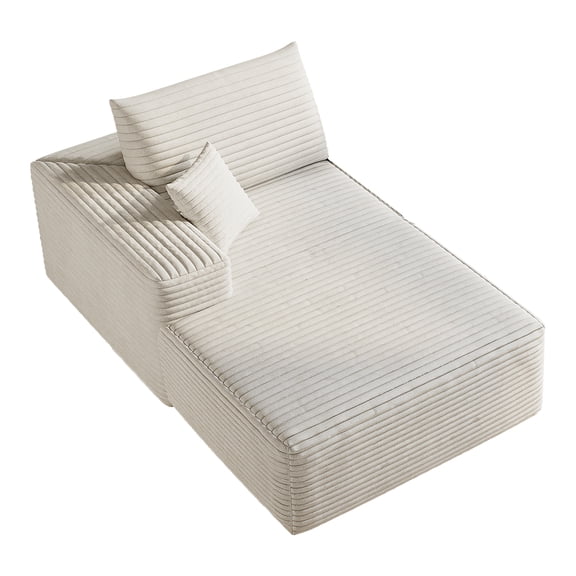 JERFIT Modern White Corduroy Modular Sleeper Sofa with Chaise, No Assembly Required, Plush Fabric Sectional Couch for Living Room