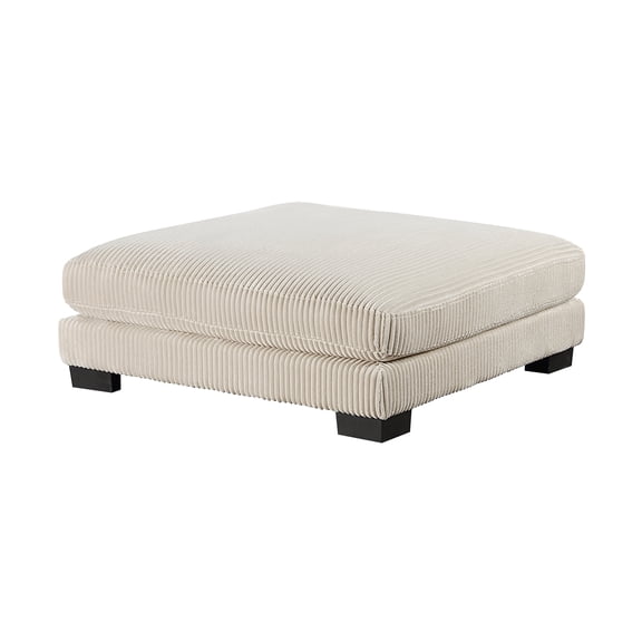 JERFIT Modern Plush Corduroy Ottoman with Modular Design for Living Room, Beige Footstool Storage Bench