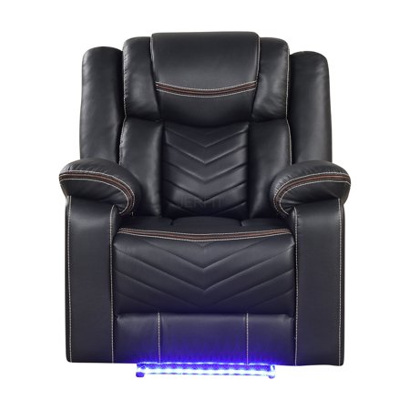 JERFIT Modern Power Recliner Chair with LED Light and USB Charging, PU Leather Electric Recliner for Living Room, Black