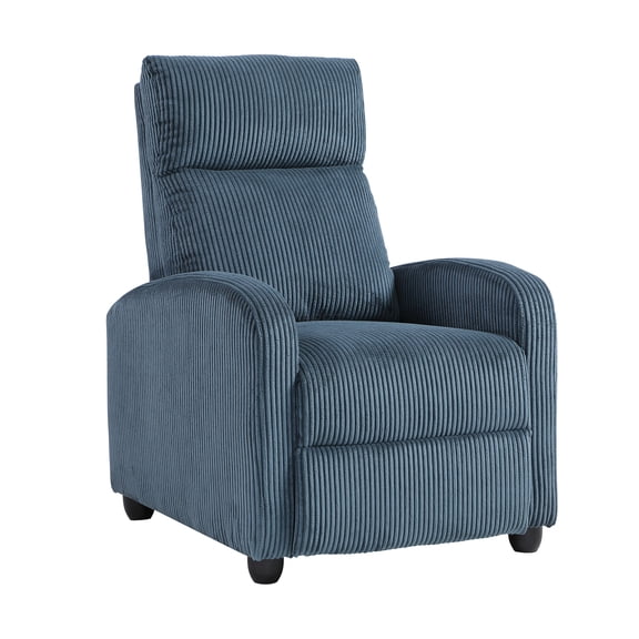 JERFIT Modern Push Back Recliner Chair with Soft Blue Corduroy Upholstery, Comfortable Living Room Armchair for Relaxation