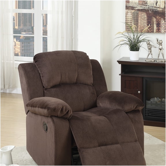 JERFIT Modern Recliner Chair for Living Room, Brown Power Motion Recliner Sofa with Padded Suede Upholstery, Push-Back Reclining, Comfortable Rocker Chair