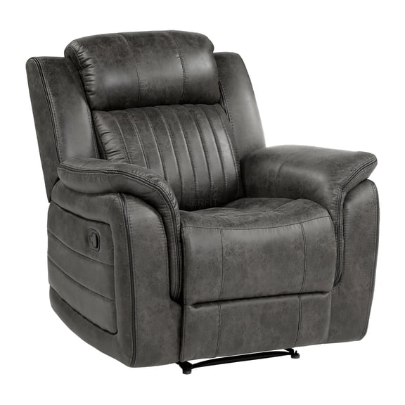 JERFIT Modern Recliner Chair with Pillow Top Arms, Plush Tufted Back, Microfiber Upholstery for Living Room, Gray