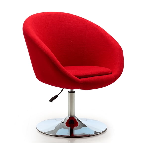 JERFIT Modern Red Swivel Accent Chair with Adjustable Height, Faux Leather Upholstery for Living Room, Office, 300 lbs Capacity