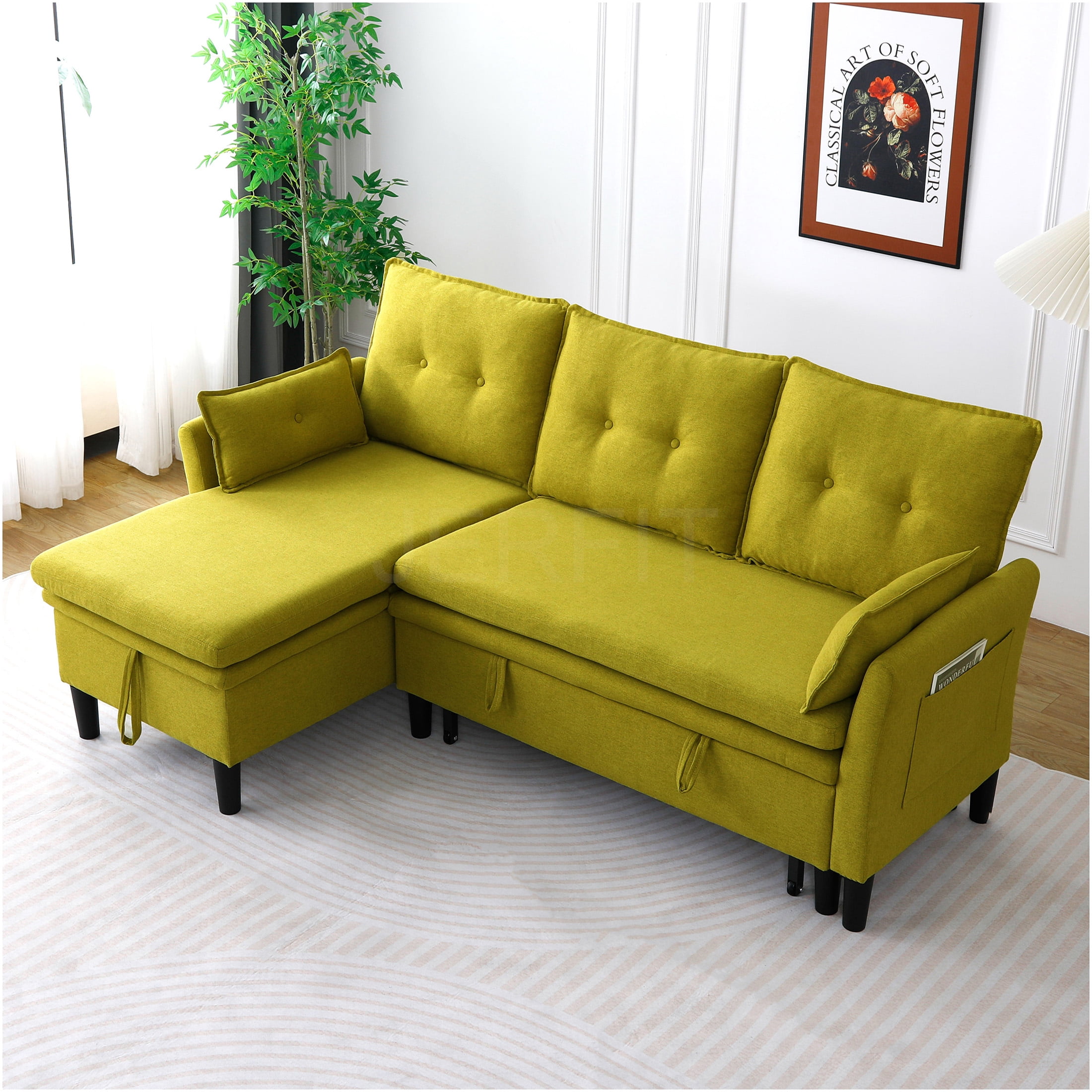 JERFIT Modern Reversible L-Shaped Sectional Sofa with Storage Chaise ...