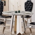 thumbnail image 1 of JERFIT Modern Round Dining Table with Faux Marble Top and Stainless Steel Base, Silver Gray Kitchen Table for Dining Room, 1 of 5