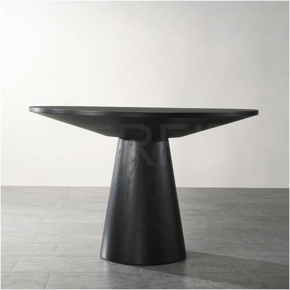 JERFIT Modern Round Pedestal Dining Table for 4, 48 Inch Ebony Solid Wood and MDF, Contemporary Kitchen & Breakfast Nook Table