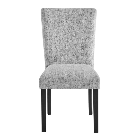 JERFIT Modern Rubber Wood Dining Chairs Set of 2, Grey Upholstered Side Chairs with Solid Back and Block Legs for Kitchen and Dining Room