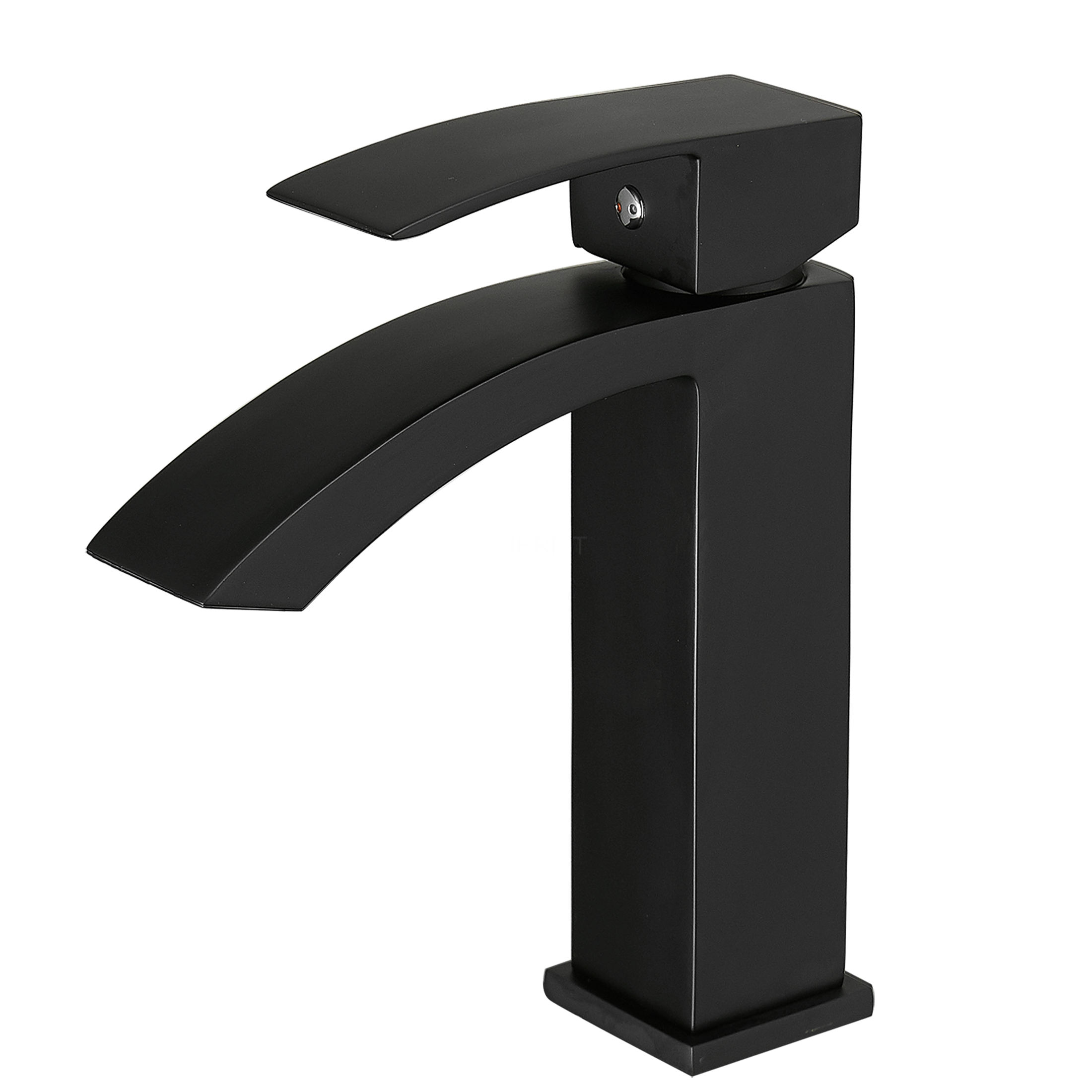 JERFIT Modern Single Handle Bathroom Faucet, Brushed Black Waterfall Vessel Sink Faucet, Single Hole Vanity Basin Tap for Bathroom, Powder Room, Guest Bath