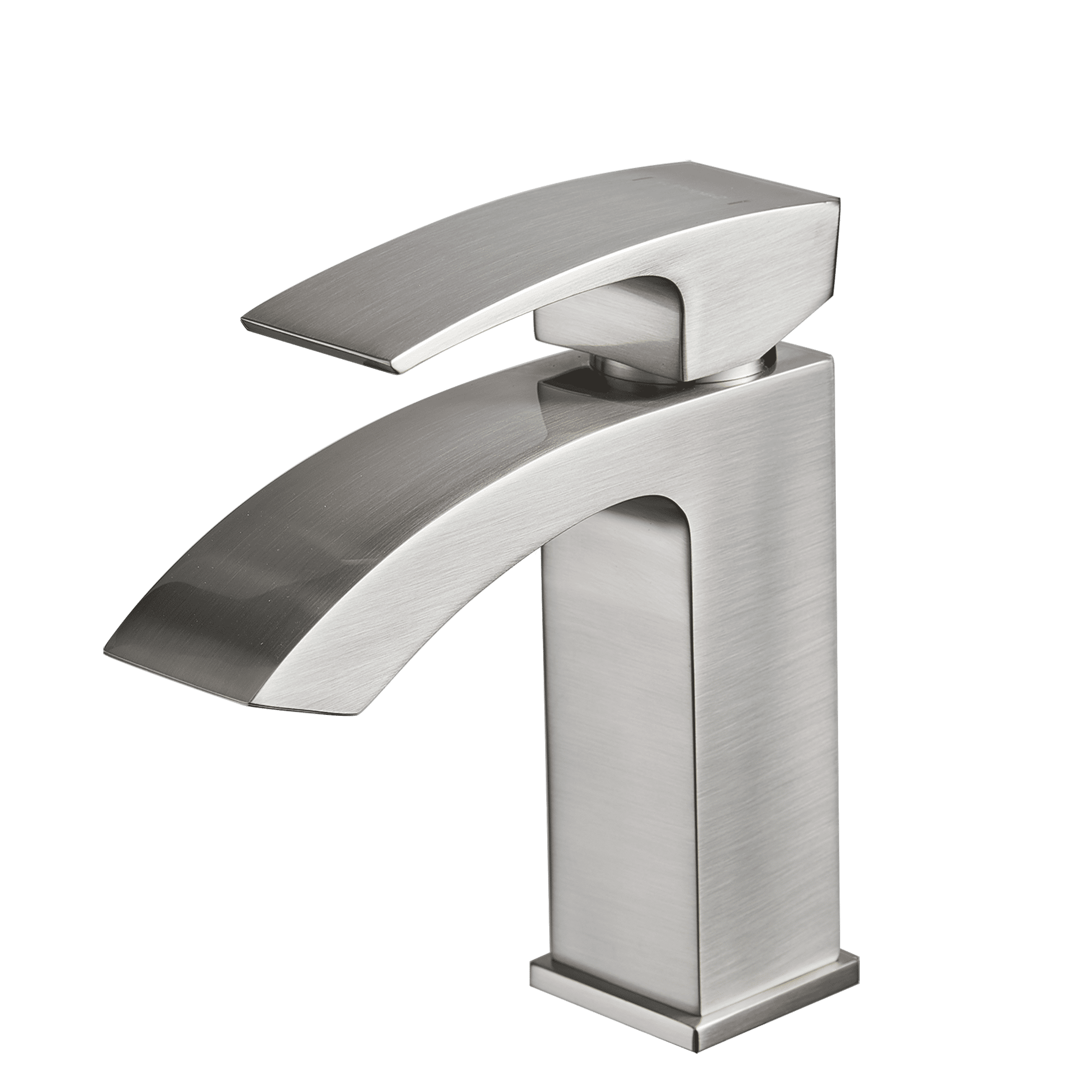 JERFIT Modern Single Handle Bathroom Sink Faucet, Brushed Nickel Waterfall Single Hole Vanity Basin Faucet with Ceramic Cartridge