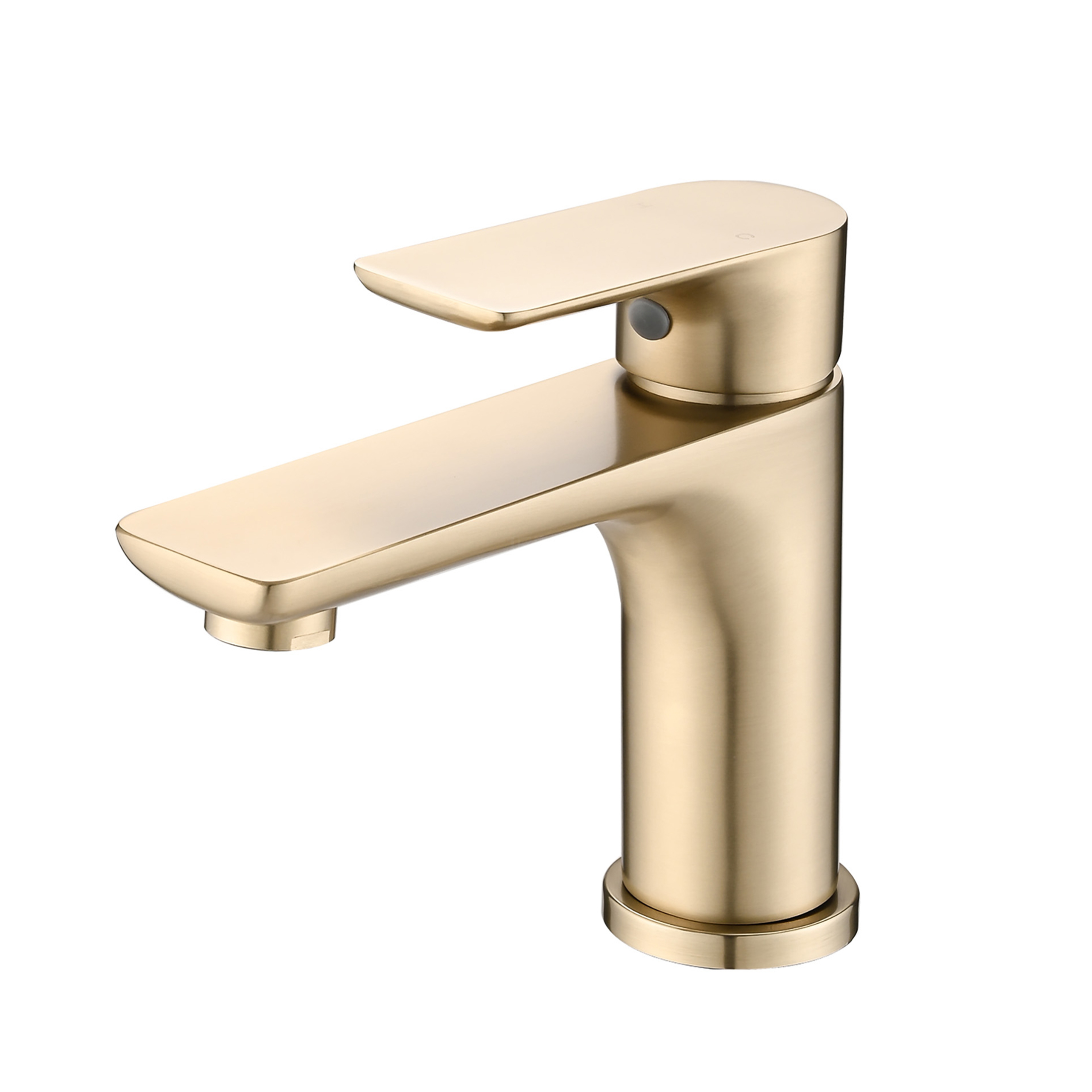 JERFIT Modern Single Hole Bathroom Faucet in Brushed Gold, Solid Brass Vessel Sink Mixer Tap with Lever Handle, Lead-Free