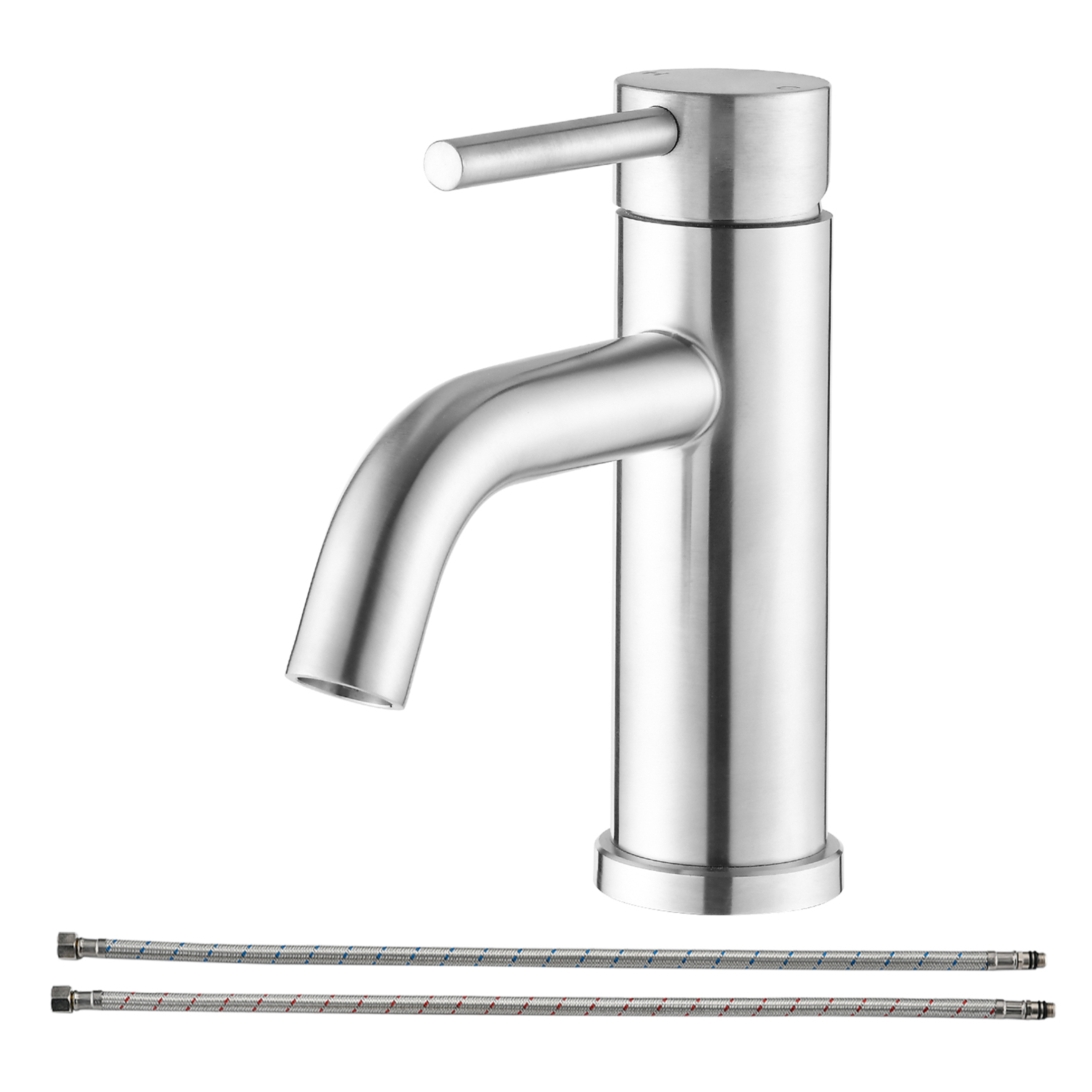 JERFIT Modern Single Hole Bathroom Sink Faucet in Brushed Nickel, Water-Saving 1.2 GPM, High Arc Spout with Aerator, Easy Install for Vanity