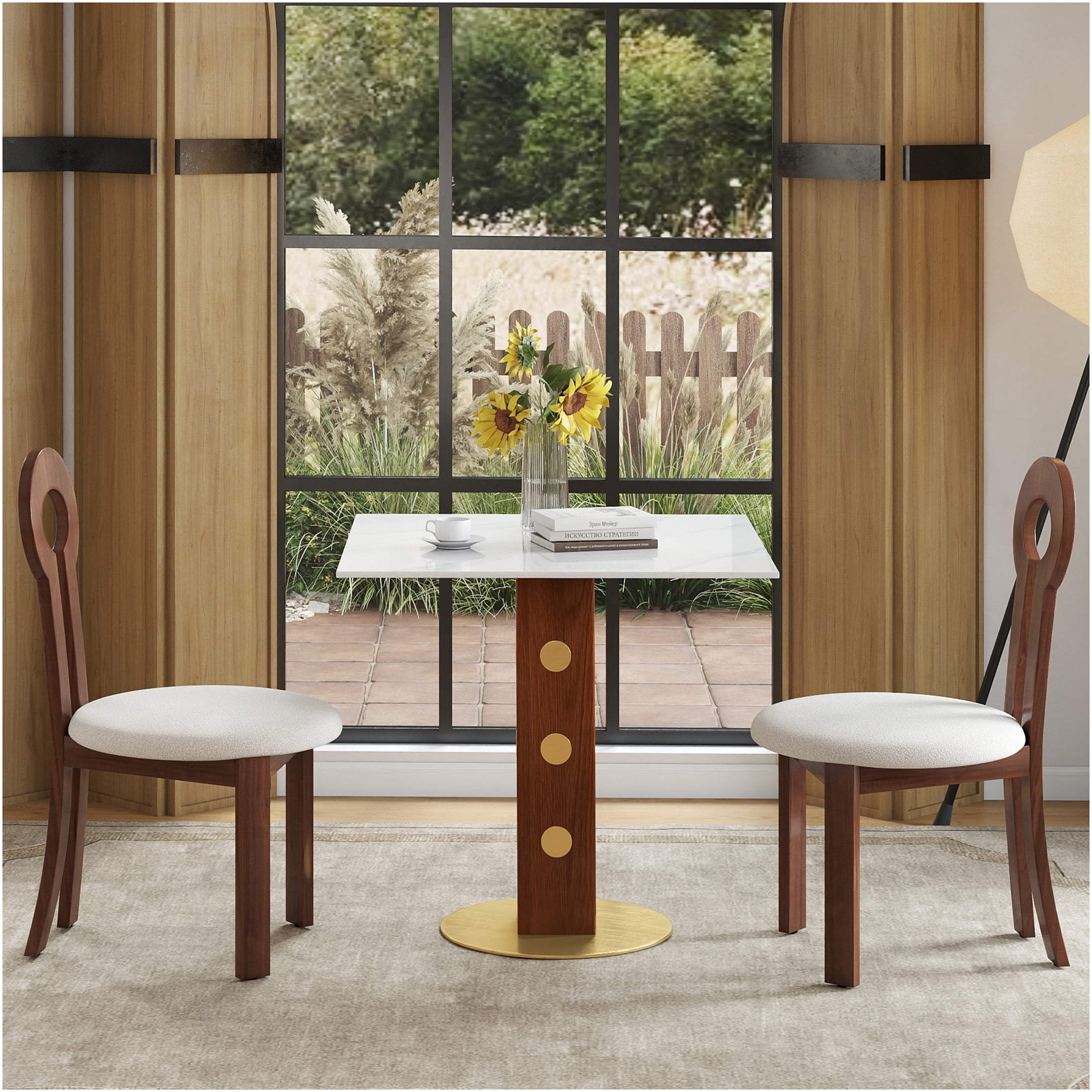 Modern Mini Table Double JERFIT Modern Square Dining Table for 2, Small Space Kitchen Table with ...