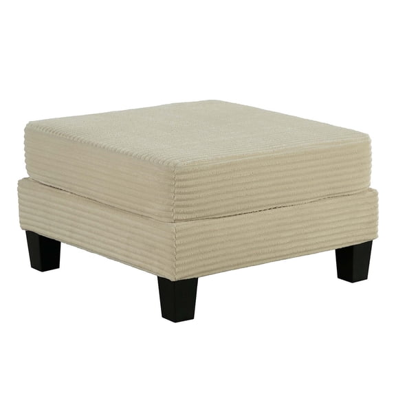 JERFIT Modern Square Storage Ottoman with Wooden Legs, Beige Corduroy Upholstered Bench for Living Room, Lift Top Coffee Table Footstool