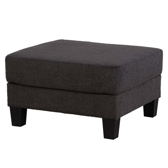 JERFIT Modern Square Storage Ottoman with Wooden Legs, Dark Gray Upholstered Bench for Living Room, Multipurpose Footstool Coffee Table