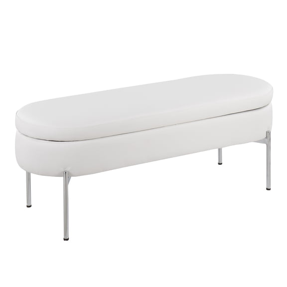 JERFIT Modern Storage Bench with Flip-Top Seat, Upholstered Faux Leather Ottoman for Bedroom, Entryway, Living Room
