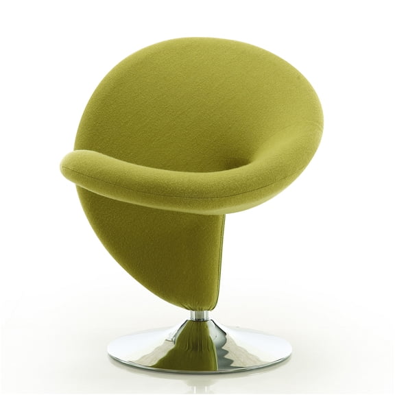 JERFIT Modern Swivel Accent Chair, 360 Degree Rotating Lounge Chair with Curved Back, Green Wool Blend Upholstery, Chrome Metal Base, for Living Room, Office, No Assembly Required