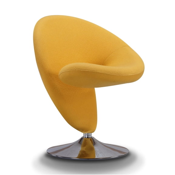 JERFIT Modern Swivel Accent Chair, 360 Rotating Lounge Chair with Chrome Base, Soft Wool Blend Upholstery for Living Room, Office, Yellow