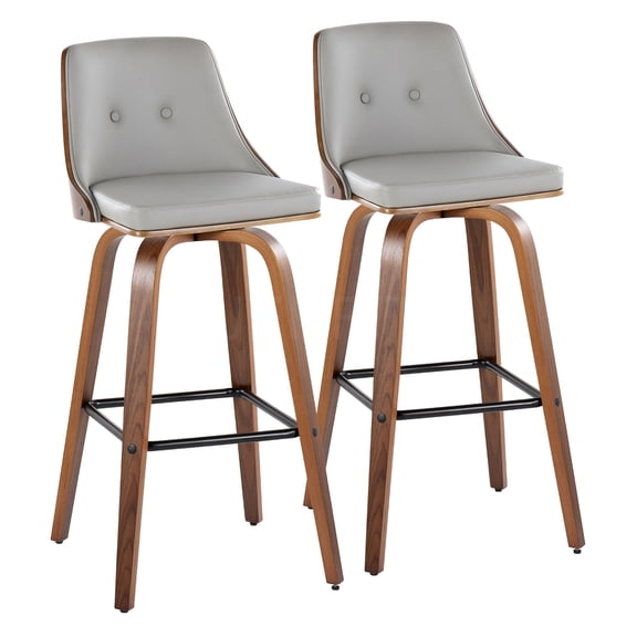 JERFIT Modern Swivel Bar Stools Set of 2, Faux Leather Counter Stools with Footrest for Kitchen Island, Dining, Home Bar
