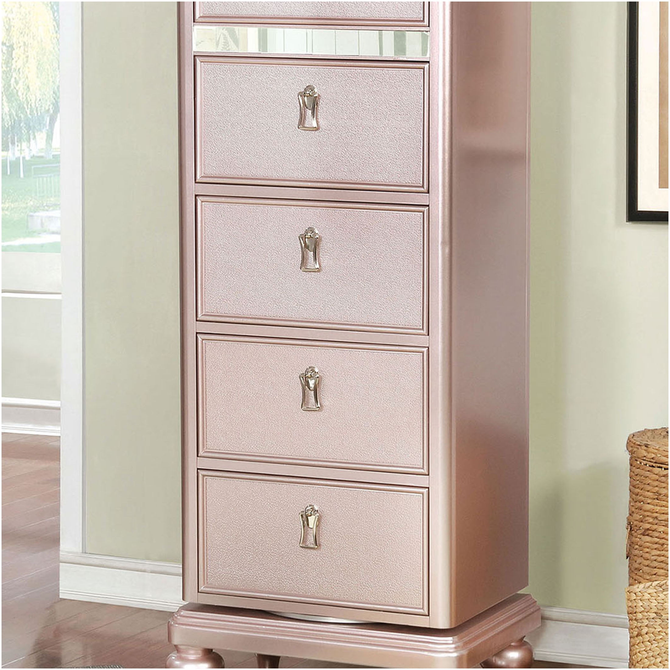 rose gold mirrored dresser Rose Gold Mirrored Dressing Table 1 Drawer Dresser Desk Vanity Mirrored Finish