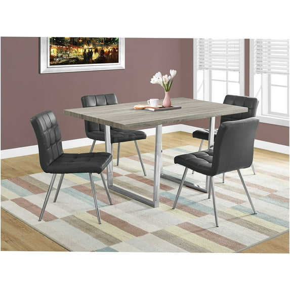JERFIT Modern Taupe Dining Table for 4, Rectangular Kitchen Table with Chrome Metal Legs, Contemporary Wood Laminate Dining Room Table