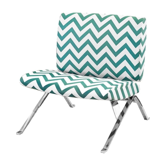 JERFIT Modern Teal Accent Chair, Armless Upholstered Lounge Chair with Chrome Metal Legs for Living Room, Bedroom, Entryway
