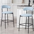 thumbnail image 1 of JERFIT Modern Teddy Fabric Bar Stools Set of 2, 26 Inch Counter Height Kitchen Island Stools with Footrest, Soft Blue Upholstered Stool Chairs for Home, Cafe, Office, 1 of 10