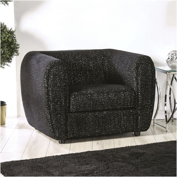 JERFIT Modern Tuxedo Accent Chair with Boucle Fabric Upholstery and Solid Wood Legs, Low Back Lounge Chair for Living Room, Black