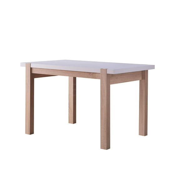 JERFIT Modern Two-Tone Dining Table for 4, Solid Wood Legs, Hollow Core Top, Farmhouse Kitchen Table, Natural White Finish