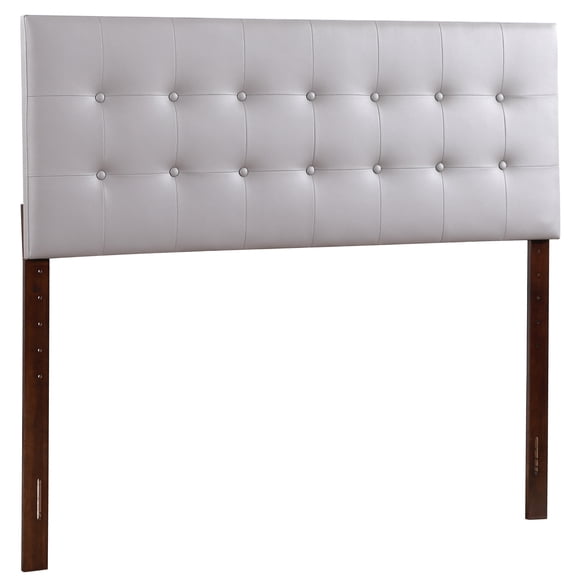 JERFIT Modern Upholstered Bed Frame Headboard, Light Grey PU Leather Foam Padding, Queen Size 56"W