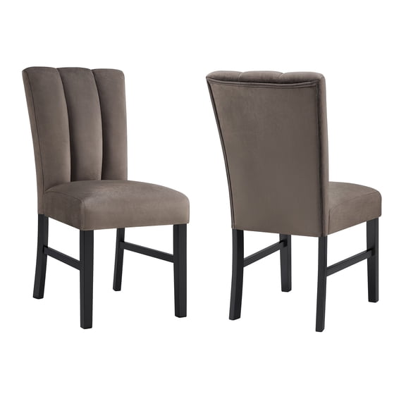JERFIT Modern Upholstered Dining Chairs, Set of 2 with Channel Tufted Back and Plush Cushion Seating for Kitchen, Dining Room, Brown