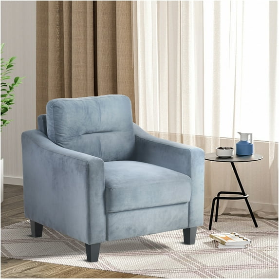 JERFIT Modern Velvet Loveseat Sofa for Small Spaces, Detachable Chaise Lounge with Thick Cushions, Chenille Fabric Convertible Sectional for Living Room, Office, Gray