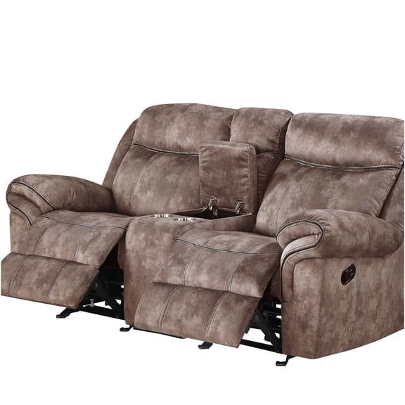 JERFIT Modern Velvet Recliner Loveseat with Glider Motion, USB Charging Port and Storage Console for Living Room