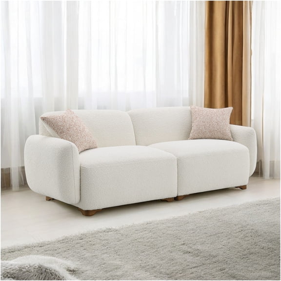 JERFIT Modern Velvet Sofa 86 Inch Tufted Couch with Gold Accents and Pillows for Living Room, Emerald Green