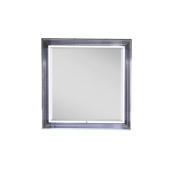 JERFIT Modern White LED Moon Mirror with Lights, Illuminated Vanity Bathroom Makeup Mirror, Contemporary Backlit Wall Mirror for Bedroom, Hallway, Entryway