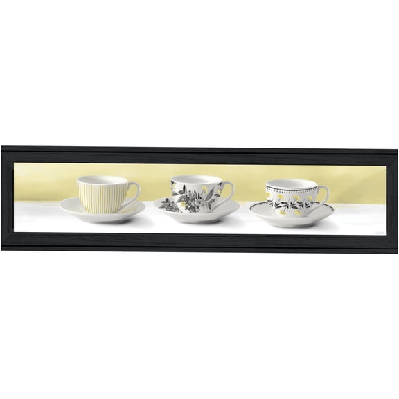 JERFIT Modern Yellow Teacups Framed Print, Multicolor Wall Art for Living Room, Bedroom, Kitchen Decor, Ready to Hang, Black Frame