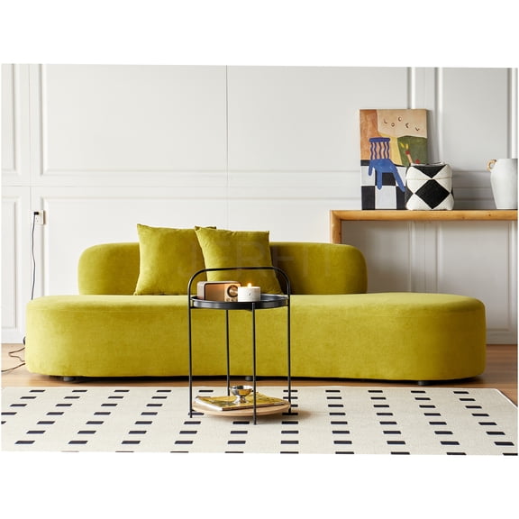 JERFIT Modular Cloud Couch Sectional Sofa with Cup Holders, Plush Deep Seat Corduroy Couch, No Assembly Required, Green Modern Furniture for Living Room