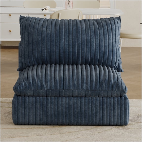 JERFIT Modular Cloud Sofa with Removable Cushions, Corduroy Fabric Deep Seat Couch for Living Room, Bedroom, No Assembly Required, Blue