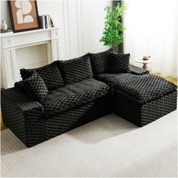 JERFIT Modular Convertible Sofa with Chaise Lounge, Reclining Loveseat for Small Spaces, L-Shape or Straight Configurations, Plush Velvet Upholstery, Black