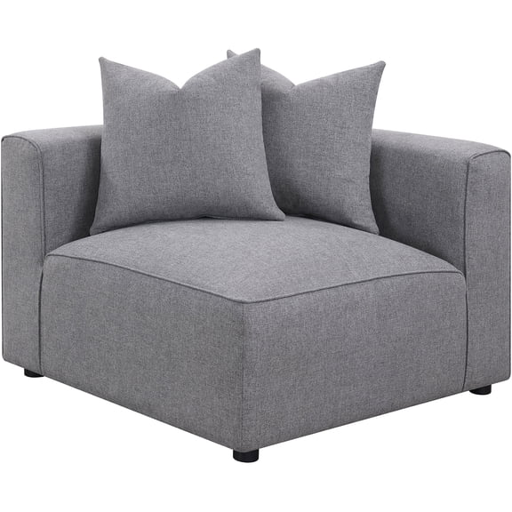 JERFIT Modular Corner Chair with Pillow, Grey Upholstered Sofa Chaise for Living Room, Space Saving Sectional Armchair