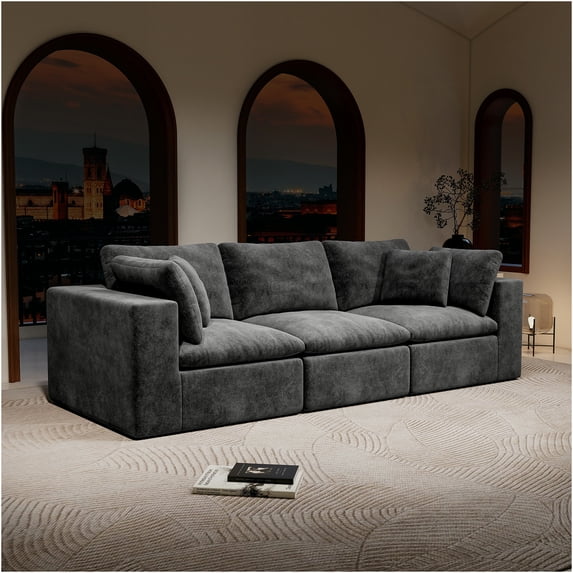 JERFIT Modular Sectional Sofa 3-Piece Set, Plush Corduroy Fabric ...
