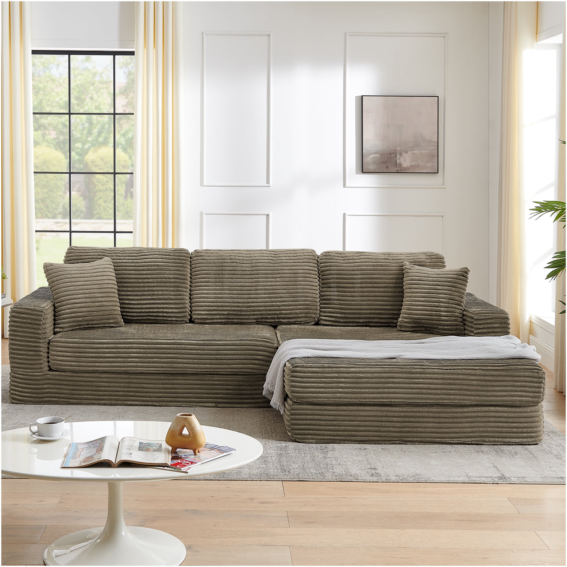 JERFIT Modular Sectional Sofa Bed Reversible L-Shaped Couch with ...