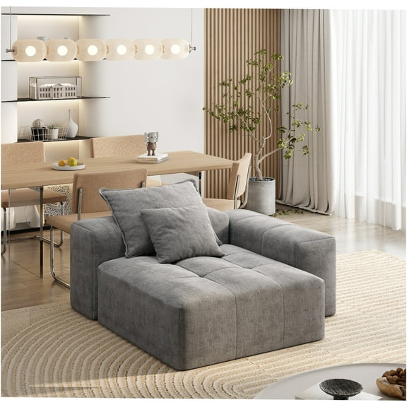 JERFIT Modular Sectional Sofa with Ottoman, Chenille Fabric, No Assembly, Modern L-Shaped Couch for Living Room, Grey