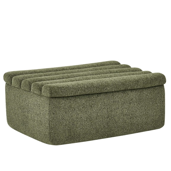 JERFIT Modular Sofa Ottoman, Green Chenille Fabric Foam Filled Accent Stool for Living Room, No Assembly Required