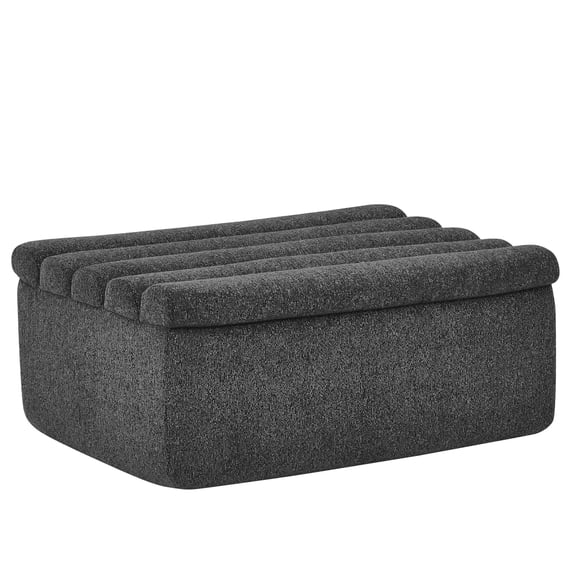 JERFIT Modular Sofa Ottoman with Storage, 38.5" Foam Padded Cocktail Ottoman Footrest Bench for Living Room, Apartment, Black Chenille Fabric