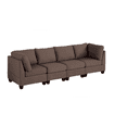 thumbnail image 1 of JERFIT Modular Sofa Set 4 Piece, Contemporary Sectional Seating Group with Corner & Armless Chairs, Coffee Brown Linen-Like Fabric for Living Room, 1 of 5