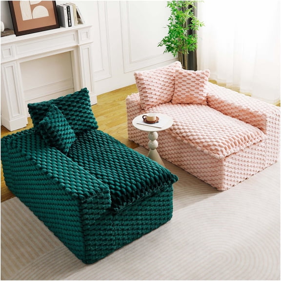 JERFIT Modular Velvet Sofa Set, Green Sectional Couch with Pillows, Flexible Seating for Living Room, Apartment, 4-Seater Polyester Furniture