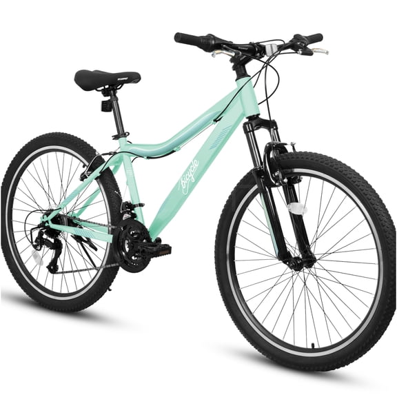 JERFIT Mountain Bike for Men Women Teens, 21 Speed Green Steel Frame Front Suspension Dual V Brakes Outdoor Cycling