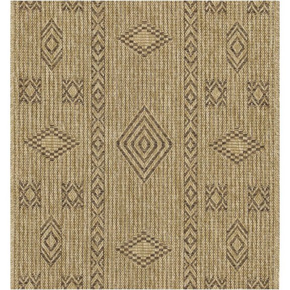 JERFIT Natural Boho 2.7x7.3 Ft Indoor Outdoor Rug, Reversible Low Profile Jute Look Area Rug for High Traffic, Water Resistant Patio Carpet, Easy Clean Polypropylene Mat for Living Room, Door